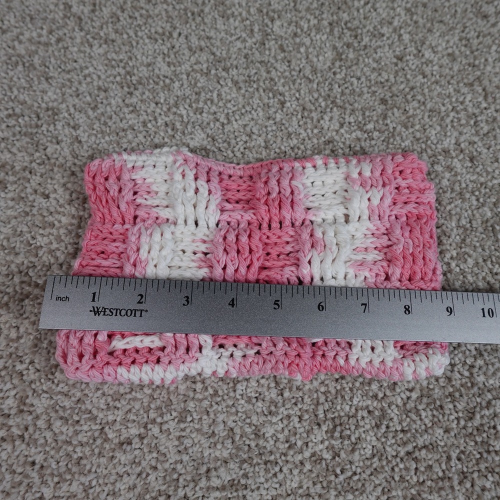 Handmade Crochet Reusable Mop Cover Pink White Fits Swiffer Sweeper Cotton Pad - Picture 4 of 5